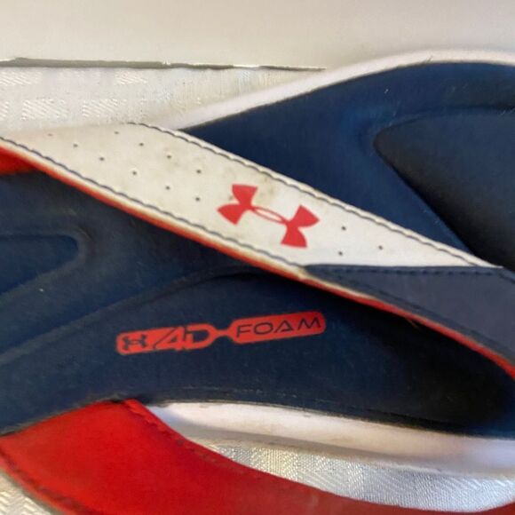 Under armour UA blue red flip flops size 10 4D foam - Picture 4 of 5